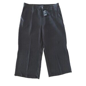 Adrianna Papell Black Airflow Woven Pull-On Wide Leg Crop Pants NWT Size 1X